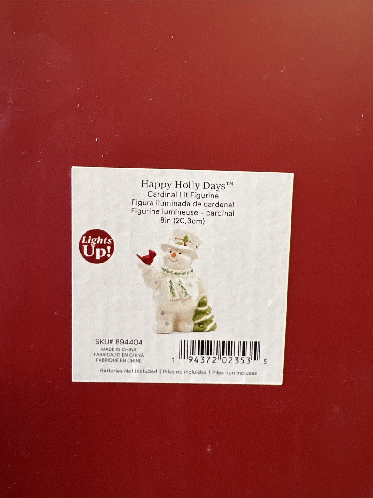 Happy Holly Days Snowman & Cardinal Lit Figurine 8" Item #894404 NEW