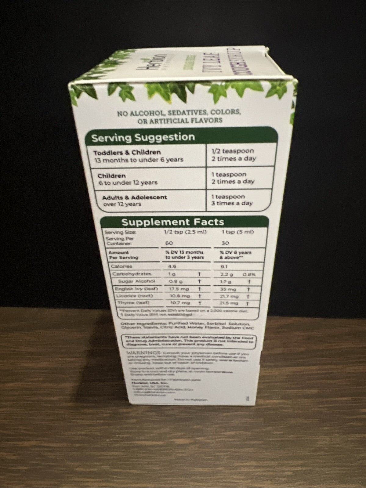 Herbion Ivy Leaf Cough Syrup w/ Thyme & Licorice 5 fl oz (150ml) Sugar Free