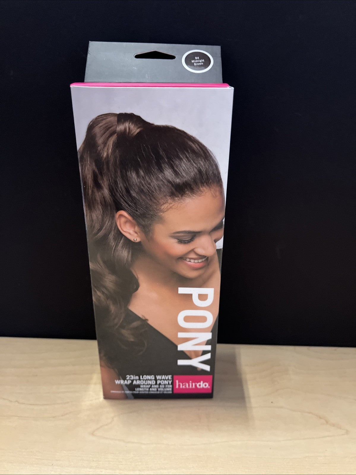 Hairdo 23 inch Long Wave Wrap Around Pony Midnight Dark Brown R4 New In Box