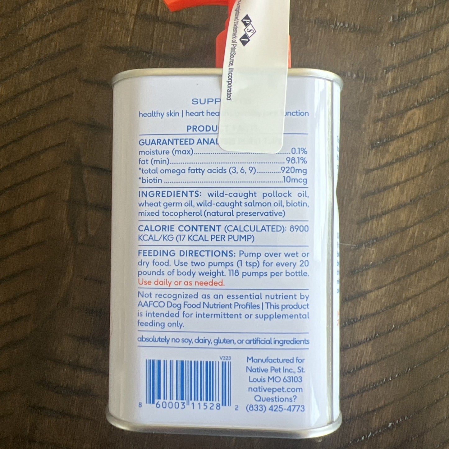 Native Pet Omega Oil - Skin, Coat, & Joint Health 8 fl oz Pump Wild Caught Fish