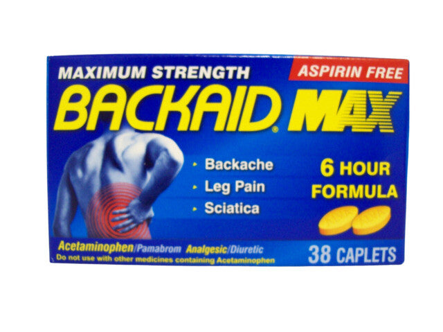 2 Backaid Max Maximum Strength Aspirin Free Pain Reliever 2x38 Caplets EXP 07/26