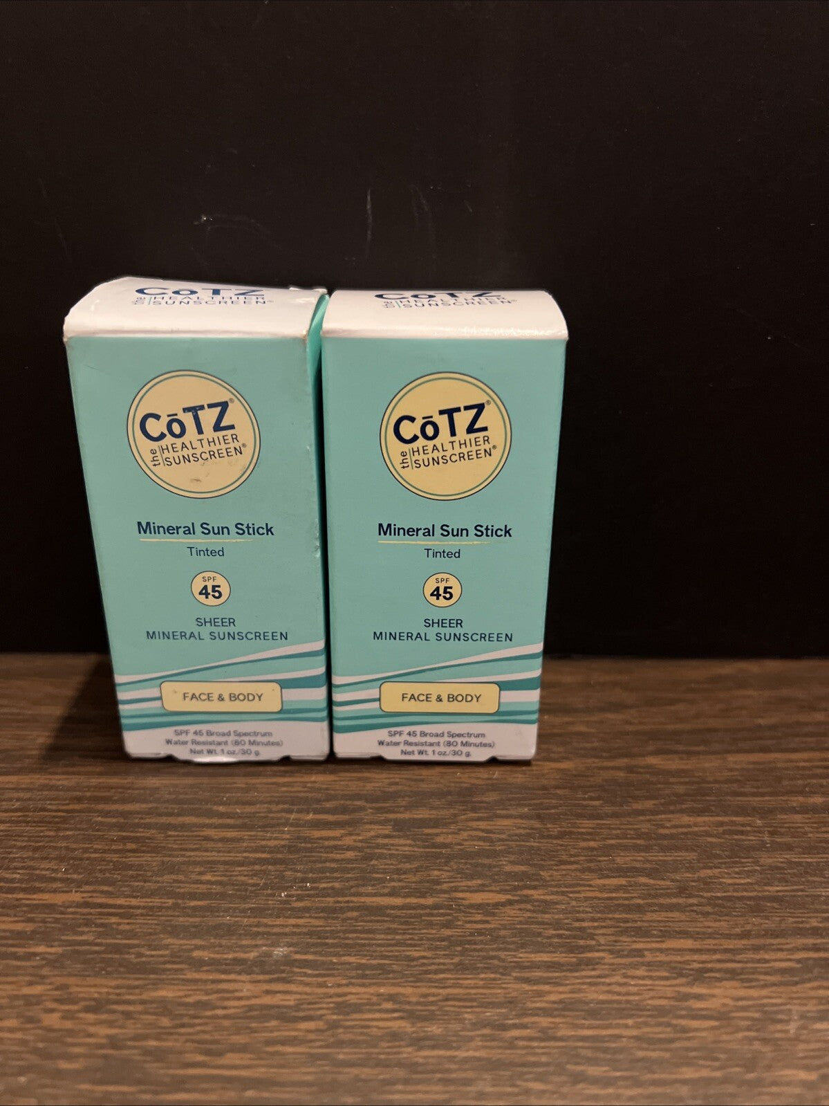 COTZ Mineral Sun Stick Tinted Sheer Sunscreen SPF 45 1oz - Lot of 2