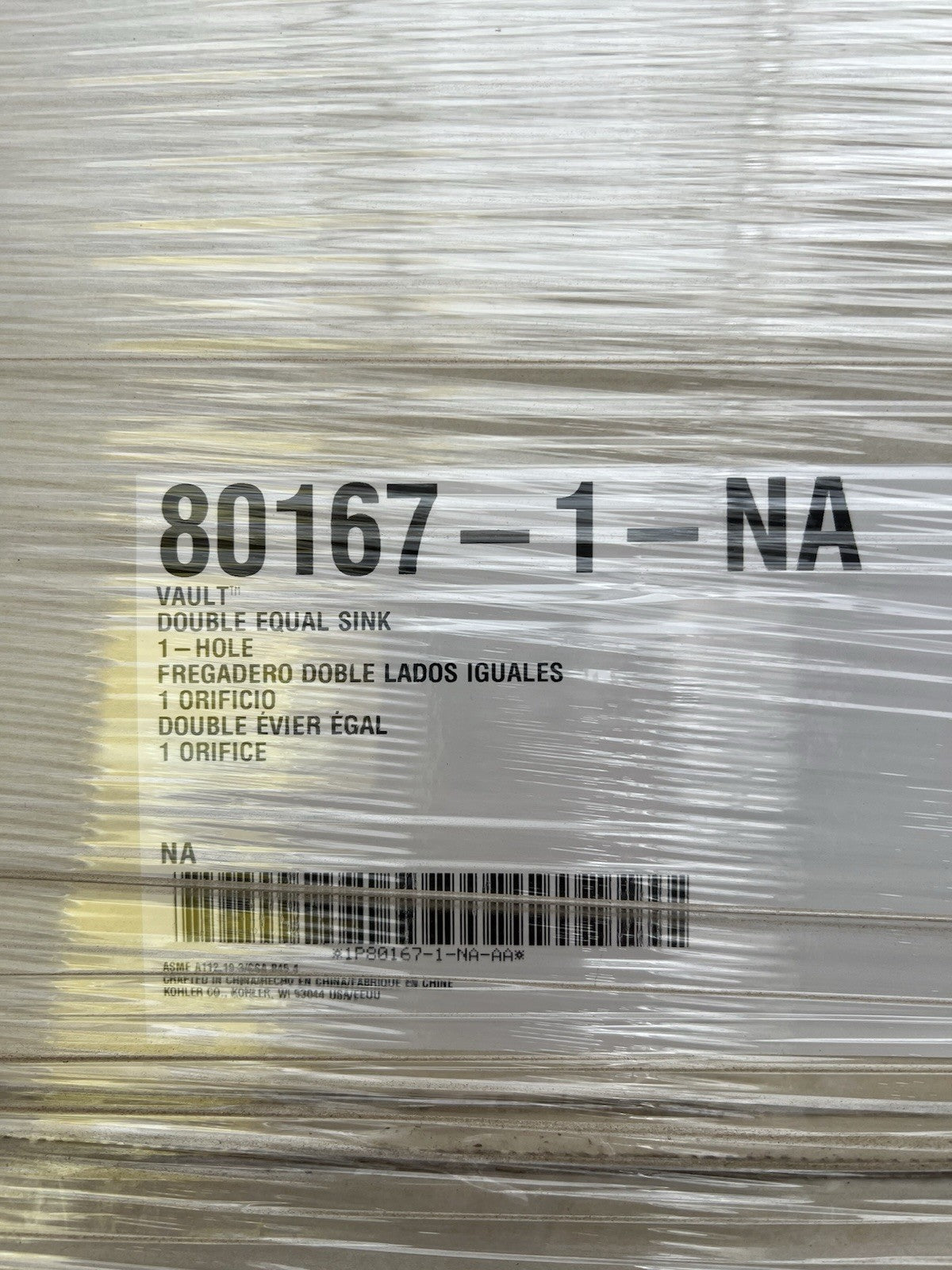 Kohler Vault Double Sink 30-1/2 x 20 Top/under Mount 18 Gauge Single Hole - NEW!