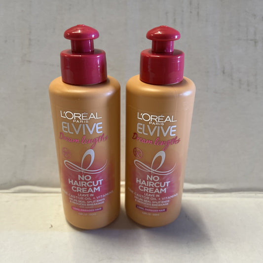 Loreal Elvive Dream Lengths No Haircut Cream Leave in Conditioner 6.8oz Lot of 2