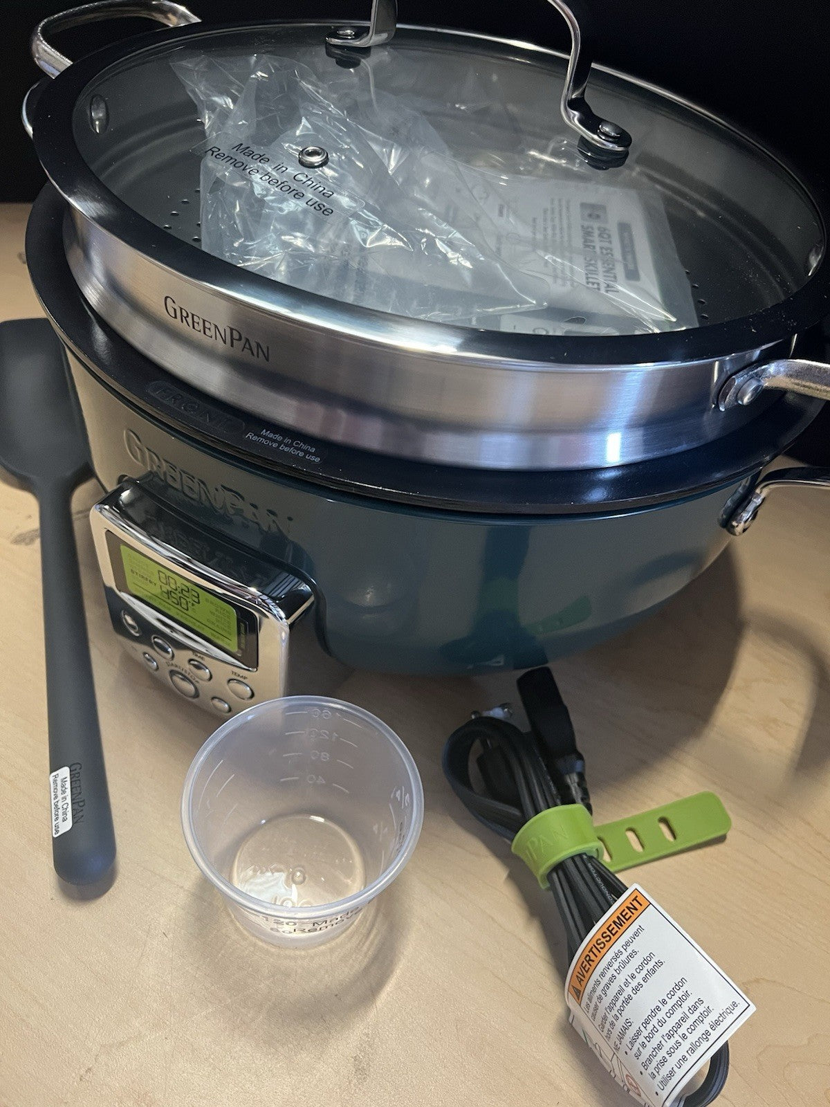 GreenPan Elite Essential Smart Electric 6 QT Skillet STEAMER & TOOL NEW-PINE