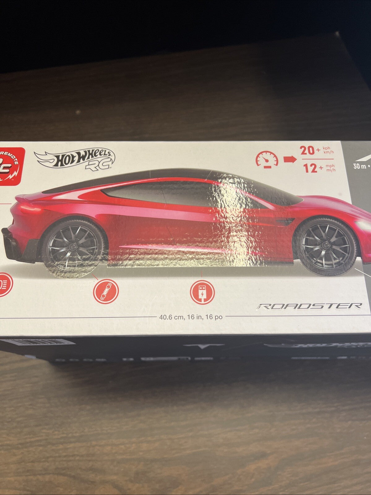 NEW Tesla Roadster Remote Control Hot Wheels RC Car 1:10 Scale RED