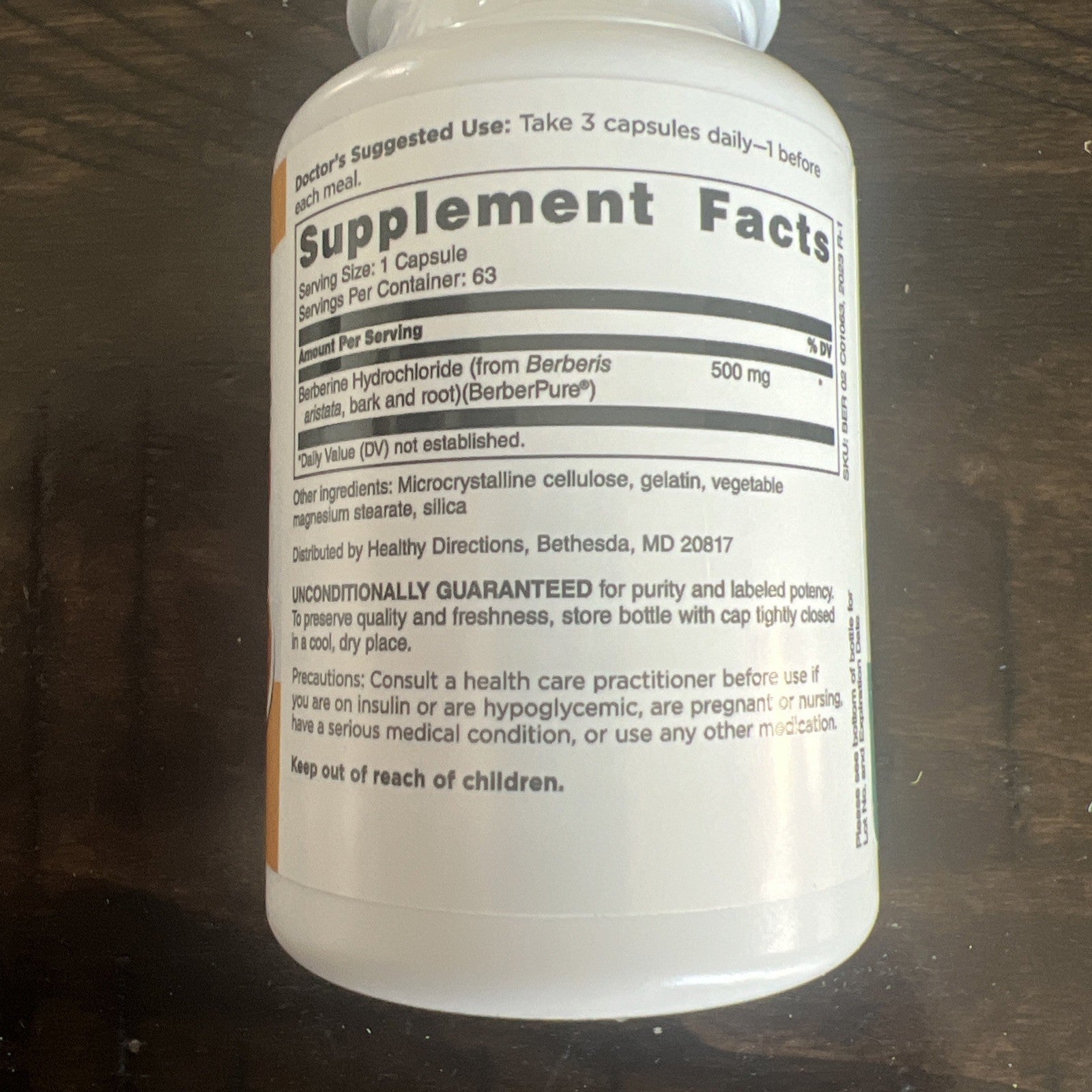 Doctors Preferred Berberine Clinical Grade 1,500mg 63 Capsules - EXP 5/2026