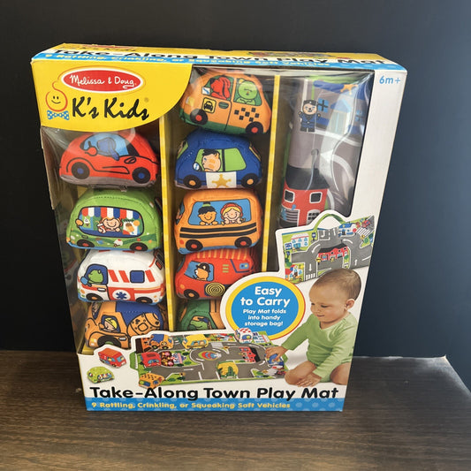 Melissa & Doug Take-Along Town Play Mat (19.25 x 14.25 inches) With 9 Soft Ve...