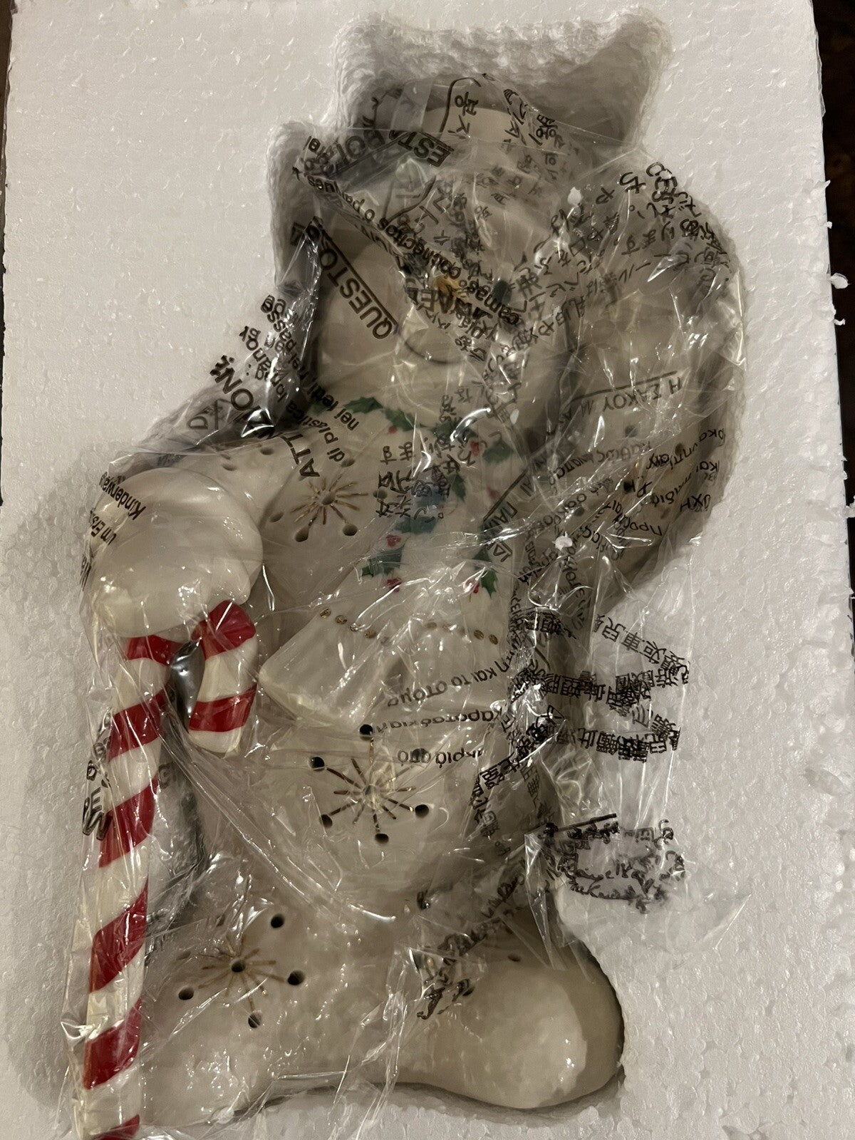 Lenox Happy Holly Days Snowman & Candy Cane Lit Figurine 8" Item #894403 NEW