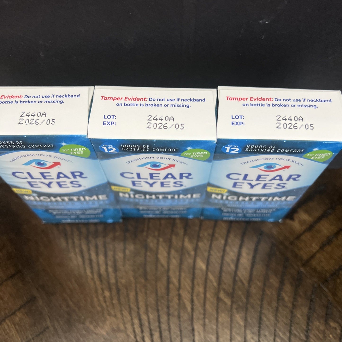 Lot Of 3 Clear Eyes Nighttime Restoring Drops.0.5oz(15ml) Exp 5/2026 NIB