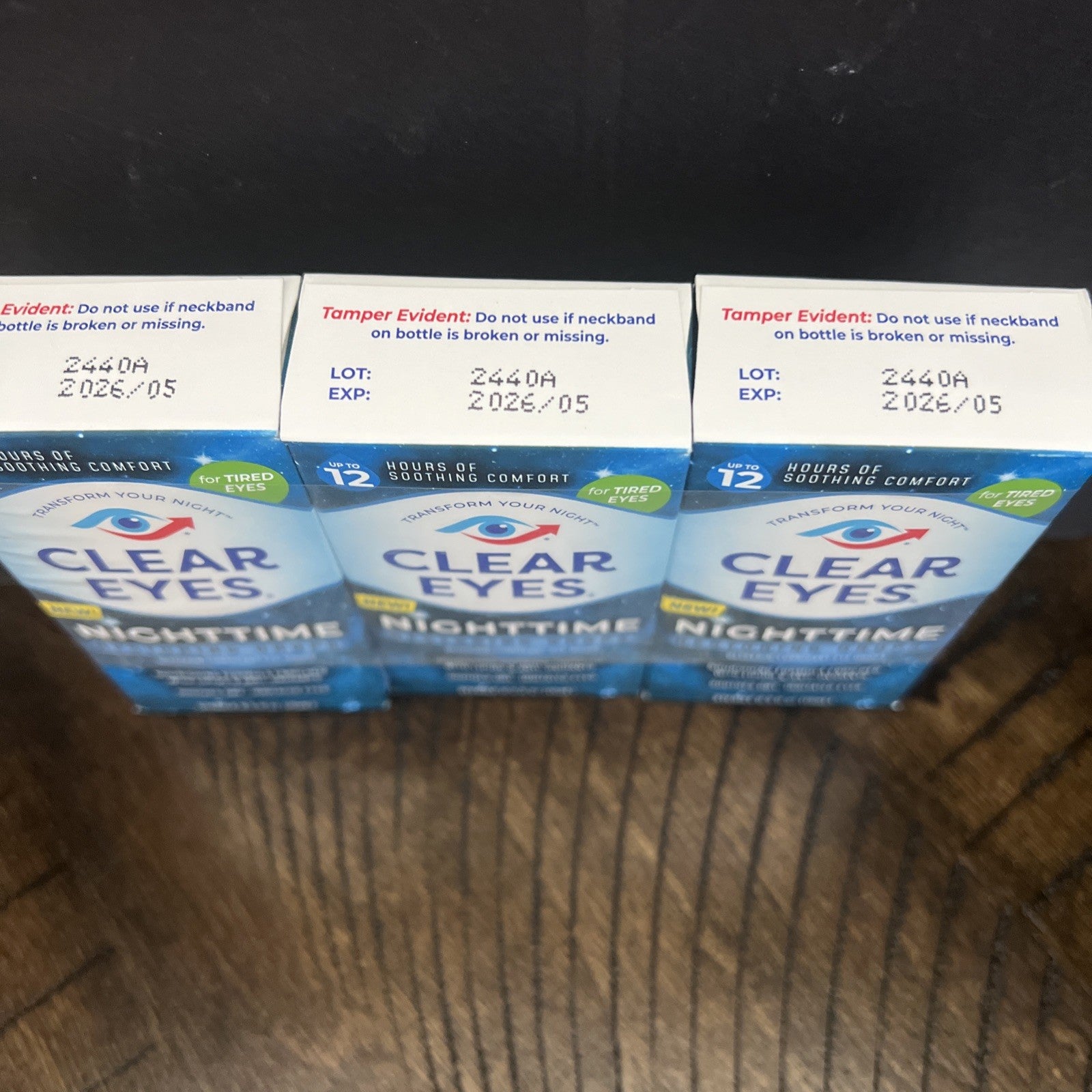 Lot Of 3 Clear Eyes Nighttime Restoring Drops.0.5oz(15ml) Exp 5/2026 NIB