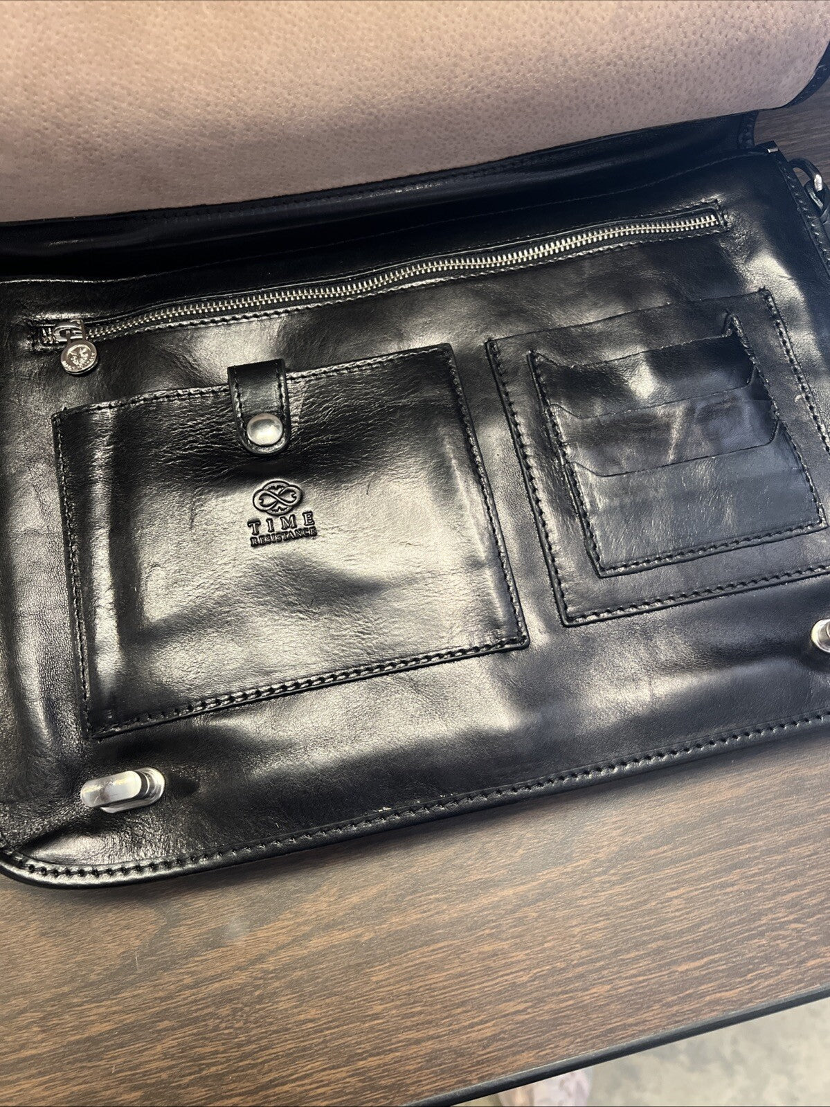 Made In Italy Time Resistance Leather Messenger Bag Laptop Briefcase