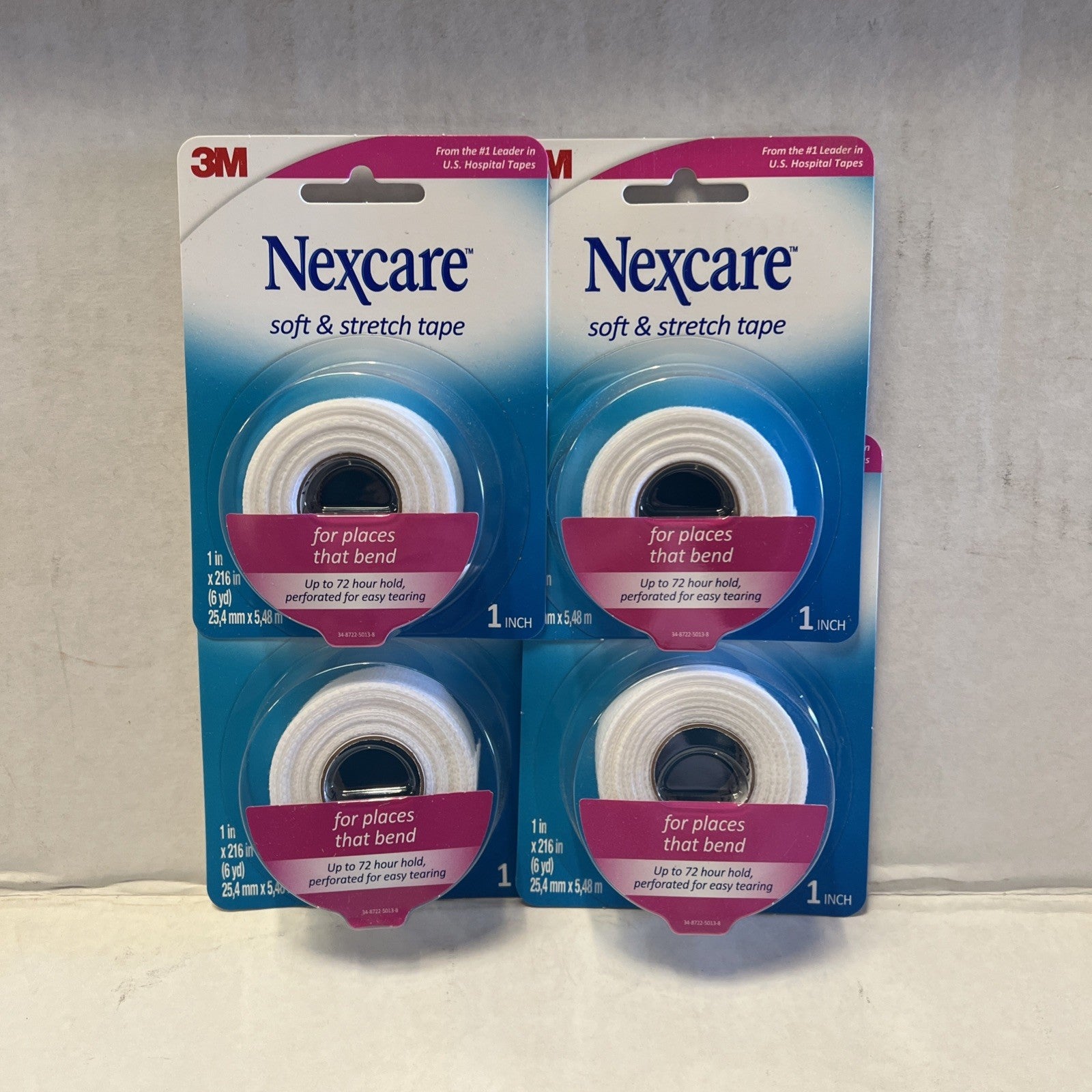 4x New Nexcare Soft & Stretch Tape 778 - 1 in x 216 in Hypoallergenic Latex-Free
