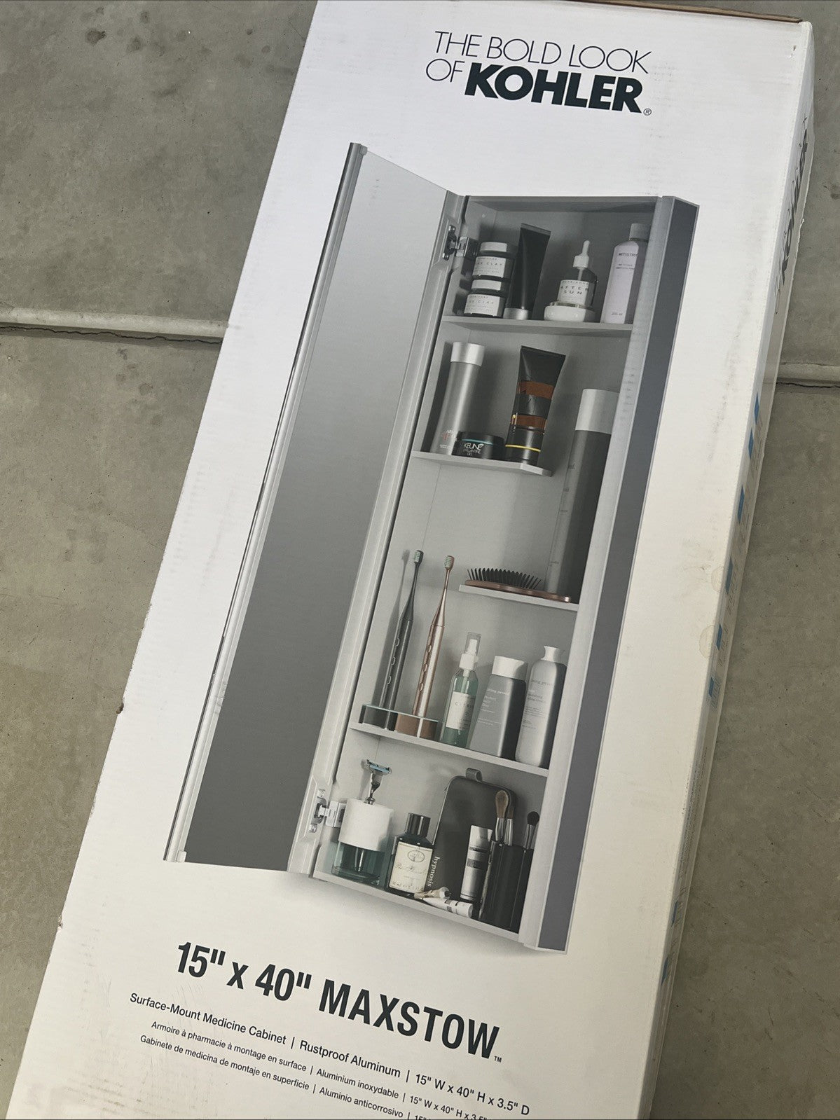 Kohler 15” x 40” Surface Mount Medicine Cabinet Maxstow K-81155-LA1 Rustproof