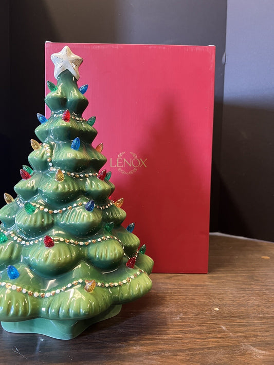 LENOX Treasured Traditions Green Porcelain Lit Tree NIB