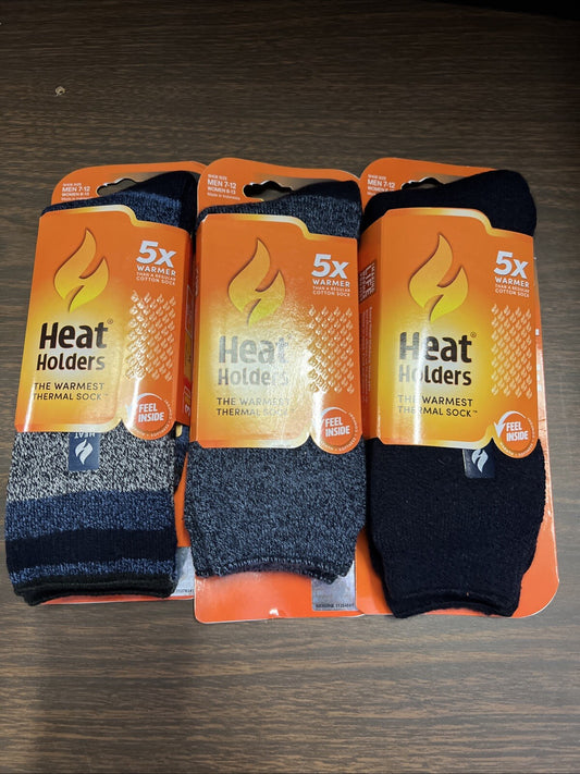 Heat Holders Thermal Socks, Men’s Size 7-12, Women’s Size 8-13, Navy 3pk NEW