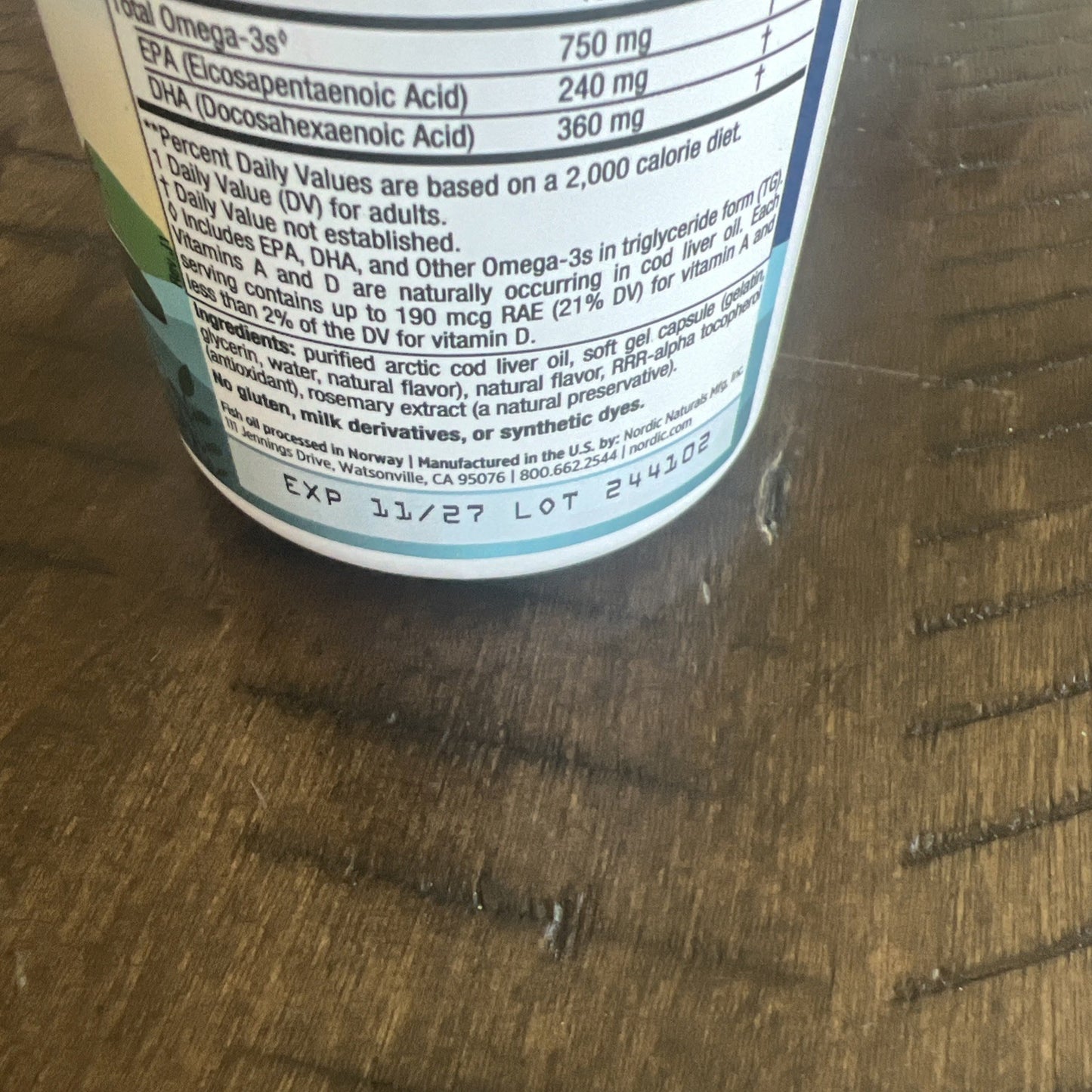 Nordic Naturals Arctic CLO All Natural Cod Liver Oil Soft Gels Lemon 90 Ct 2027