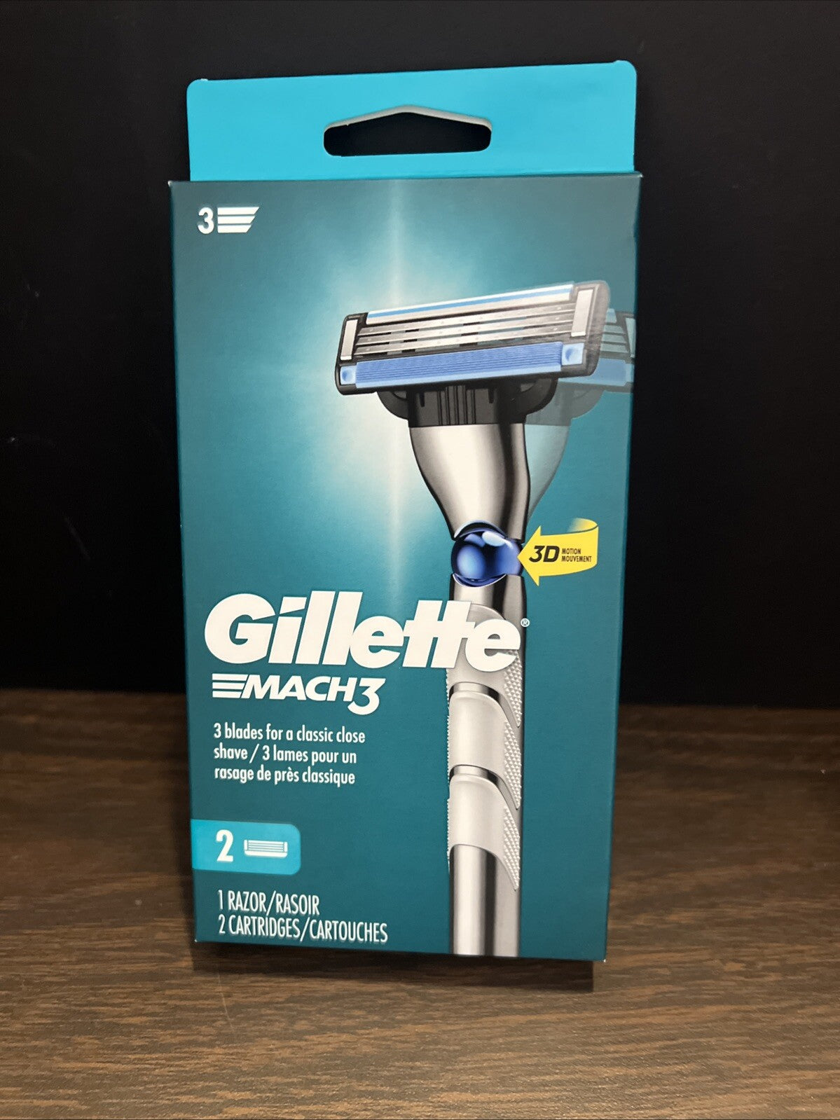 Gillette Mach3 2 Cartridges 1 Razor 3D Motion Movement 3 Steel Blades