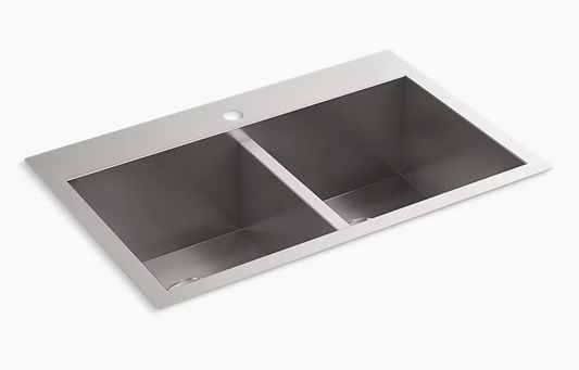 Kohler Vault Double Sink 30-1/2 x 20 Top/under Mount 18 Gauge Single Hole - NEW!