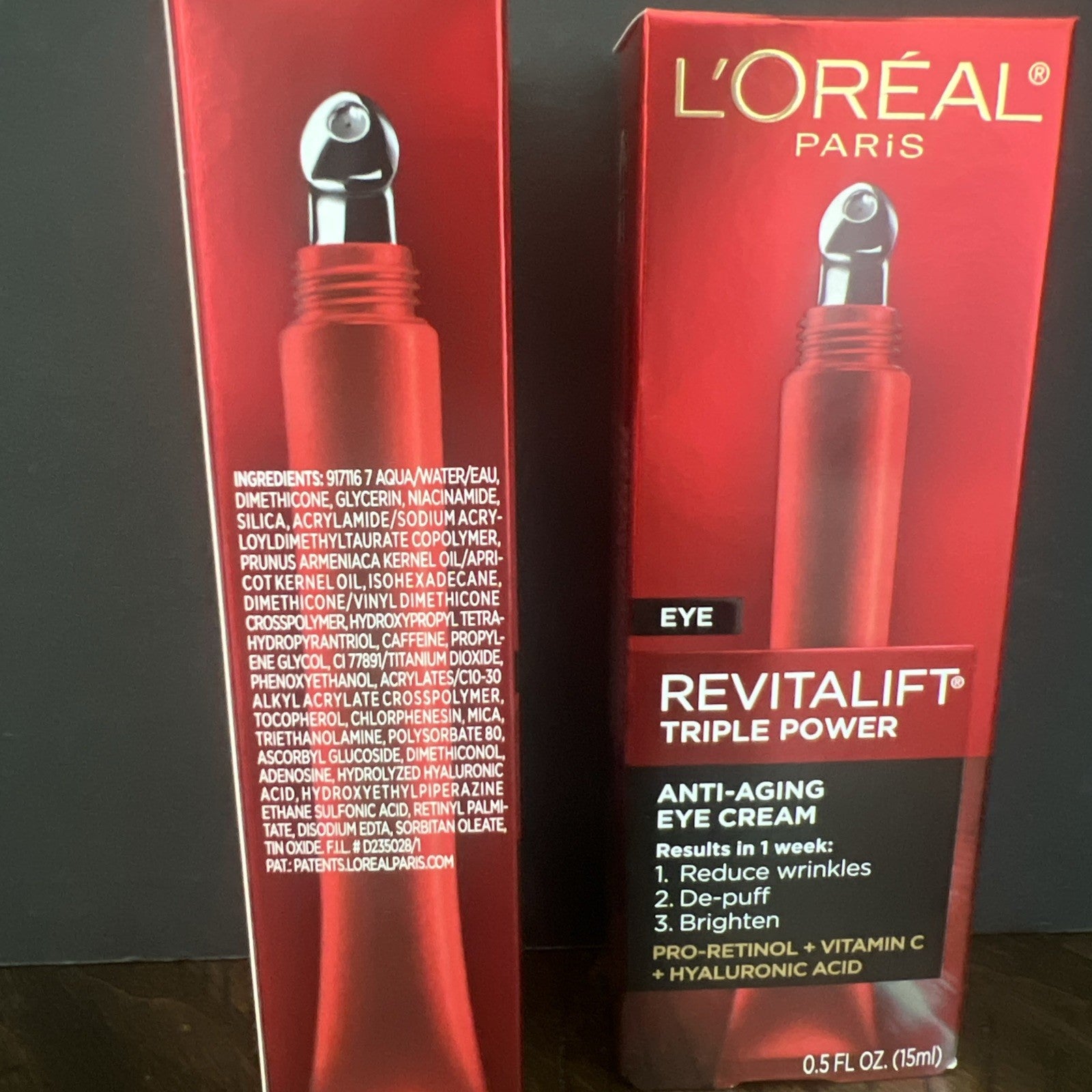 L'Oreal Eye Revitalift Triple Power Anti-Aging Cream 0.5oz Lot of 2