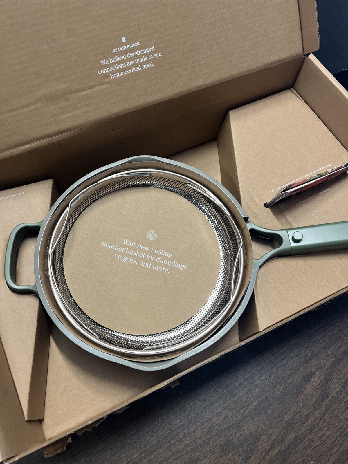 Our Place Always Pan 2.0 10.5” SAGE Nonstick Pan w Lid, Spatula, Basket