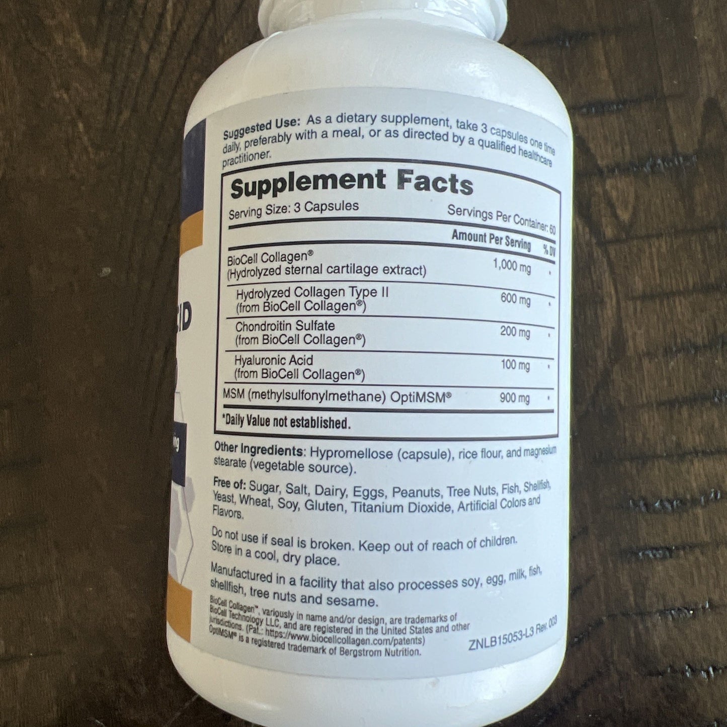 Nature's Lab Hyaluronic Acid w/ BioCell Collagen 180 Vegetarian Capsules Exp9/27