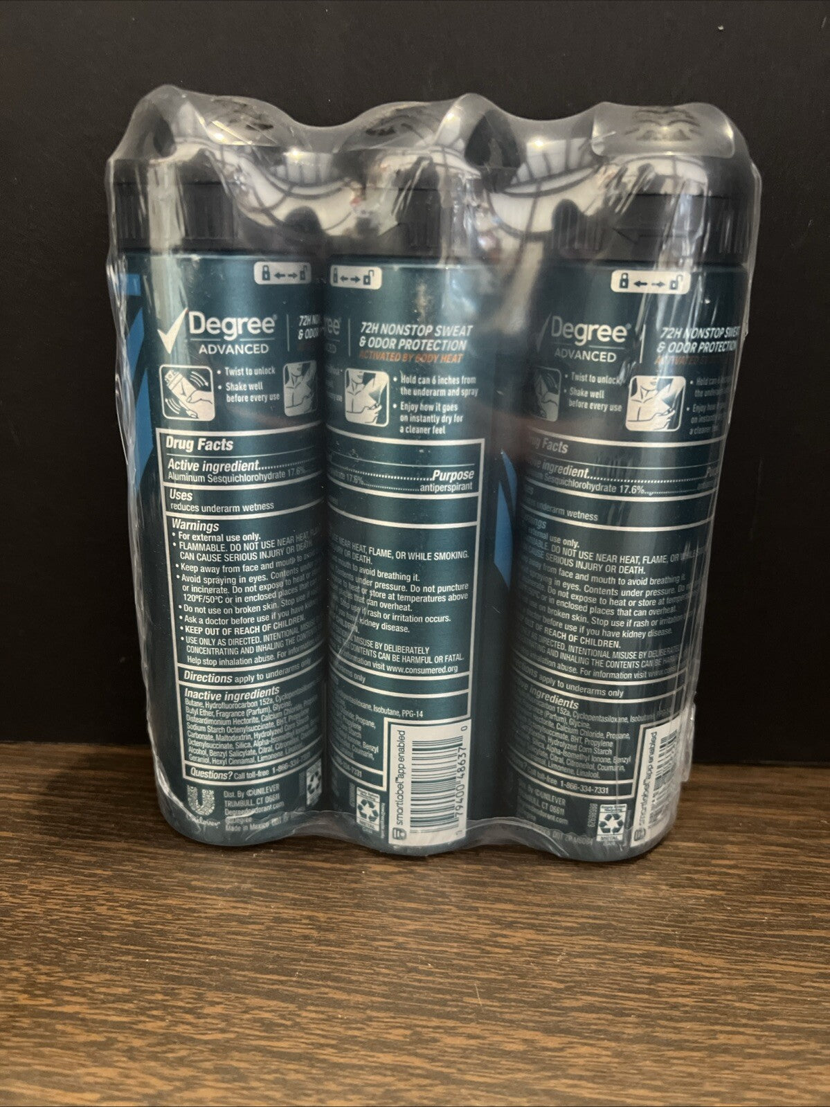 LOT (3) DEGREE MEN ADVANCED 72H SAGE &OCEAN MIST DEODORANT DRY SPRAY 3.8 OZ