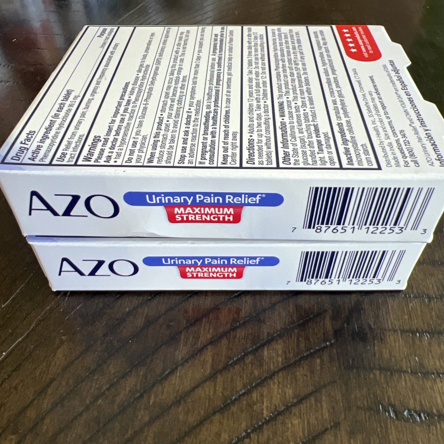 2 Pack Max Strength AZO 97.5mg Urinary Pain Relief Treatment Tablets - 12 Count