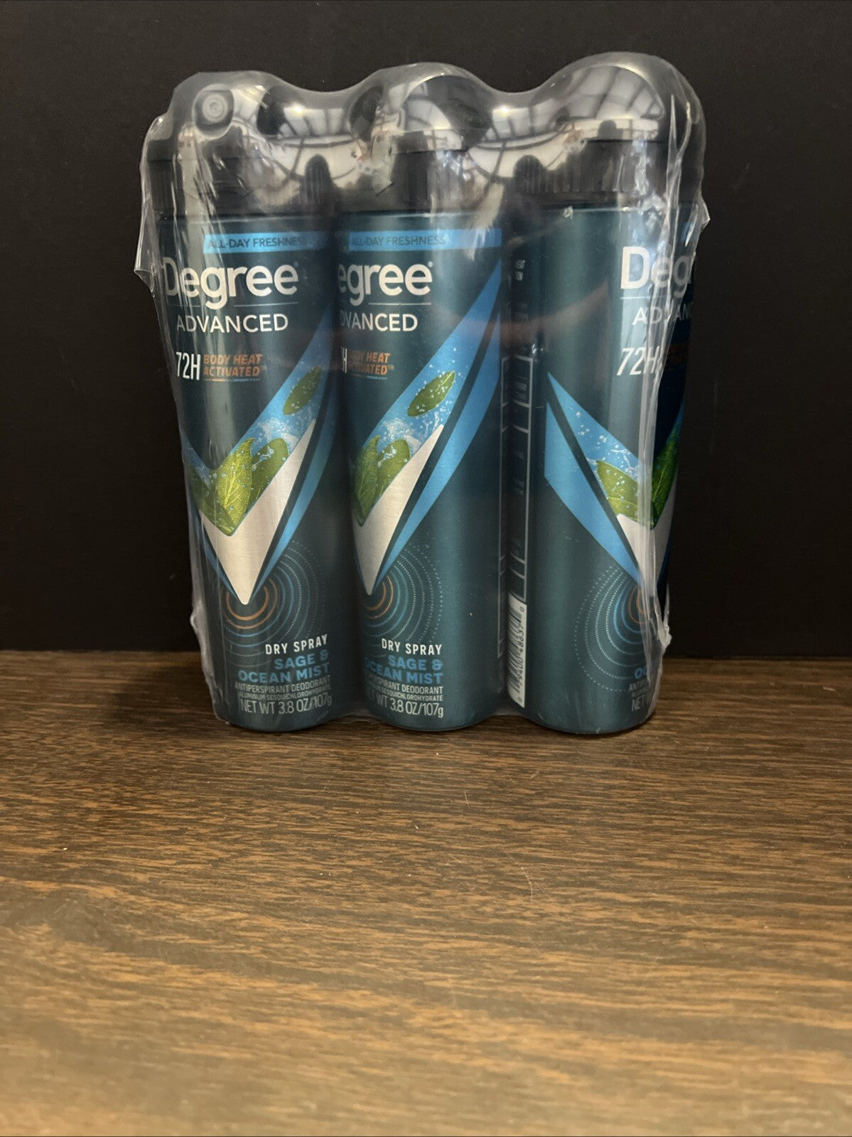LOT (3) DEGREE MEN ADVANCED 72H SAGE &OCEAN MIST DEODORANT DRY SPRAY 3.8 OZ
