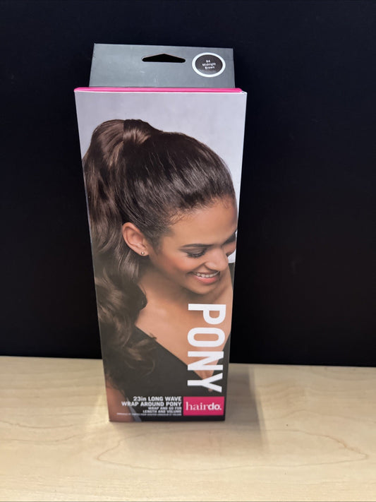 Hairdo 23 inch Long Wave Wrap Around Pony Midnight Dark Brown R4 New In Box