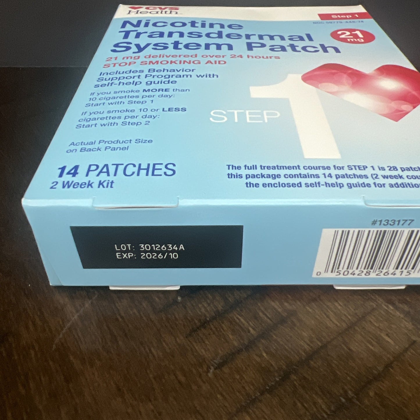 Nicotine Transdermal System Patch Step 1 21 mg 14 Patches 2 Week Kit Exp 10/26