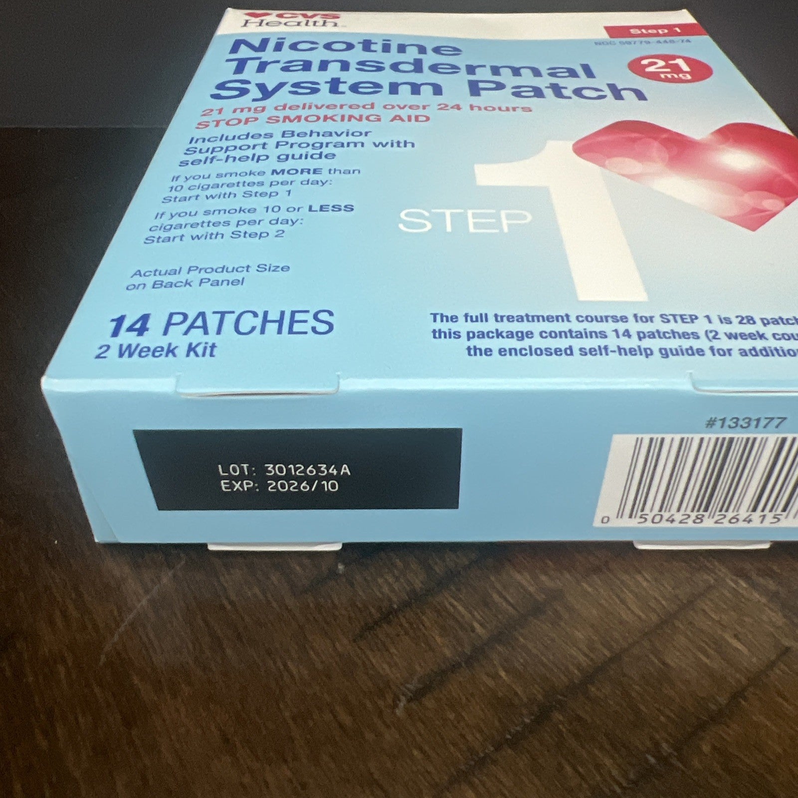 Nicotine Transdermal System Patch Step 1 21 mg 14 Patches 2 Week Kit Exp 10/26