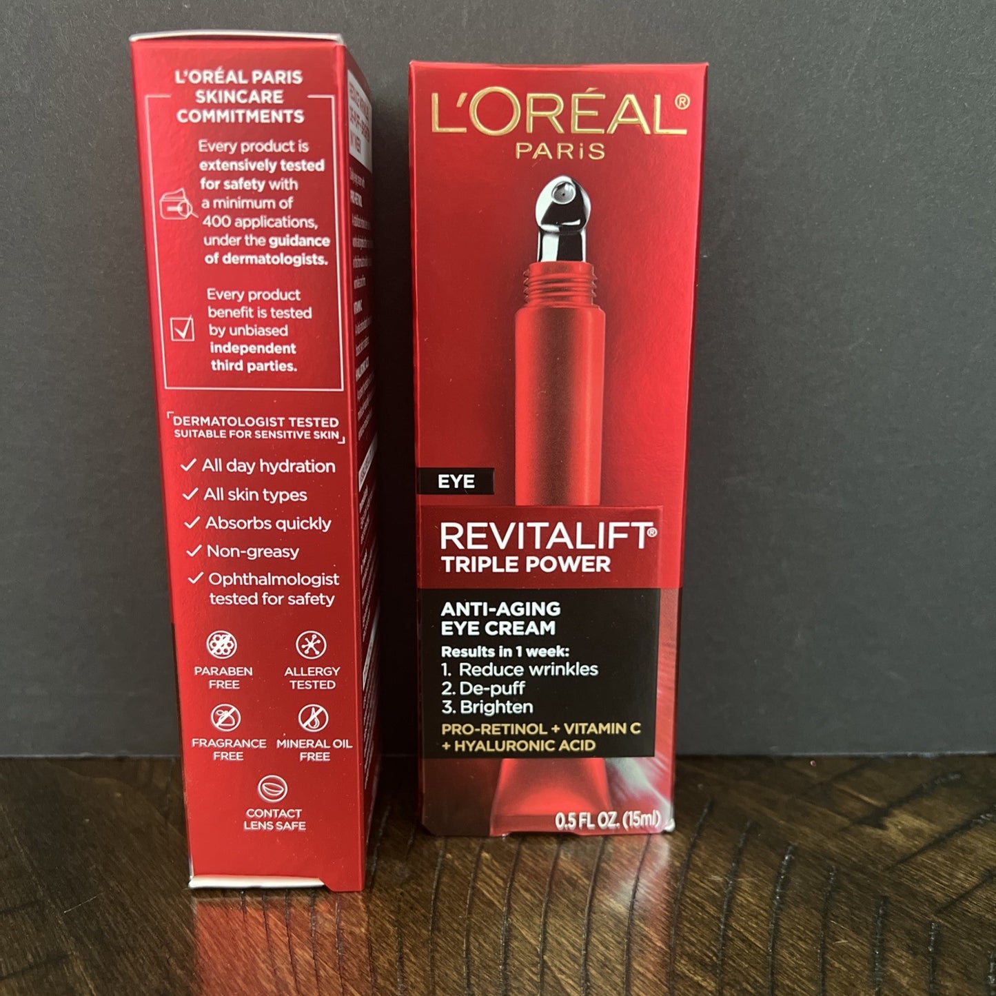 L'Oreal Eye Revitalift Triple Power Anti-Aging Cream 0.5oz Lot of 2