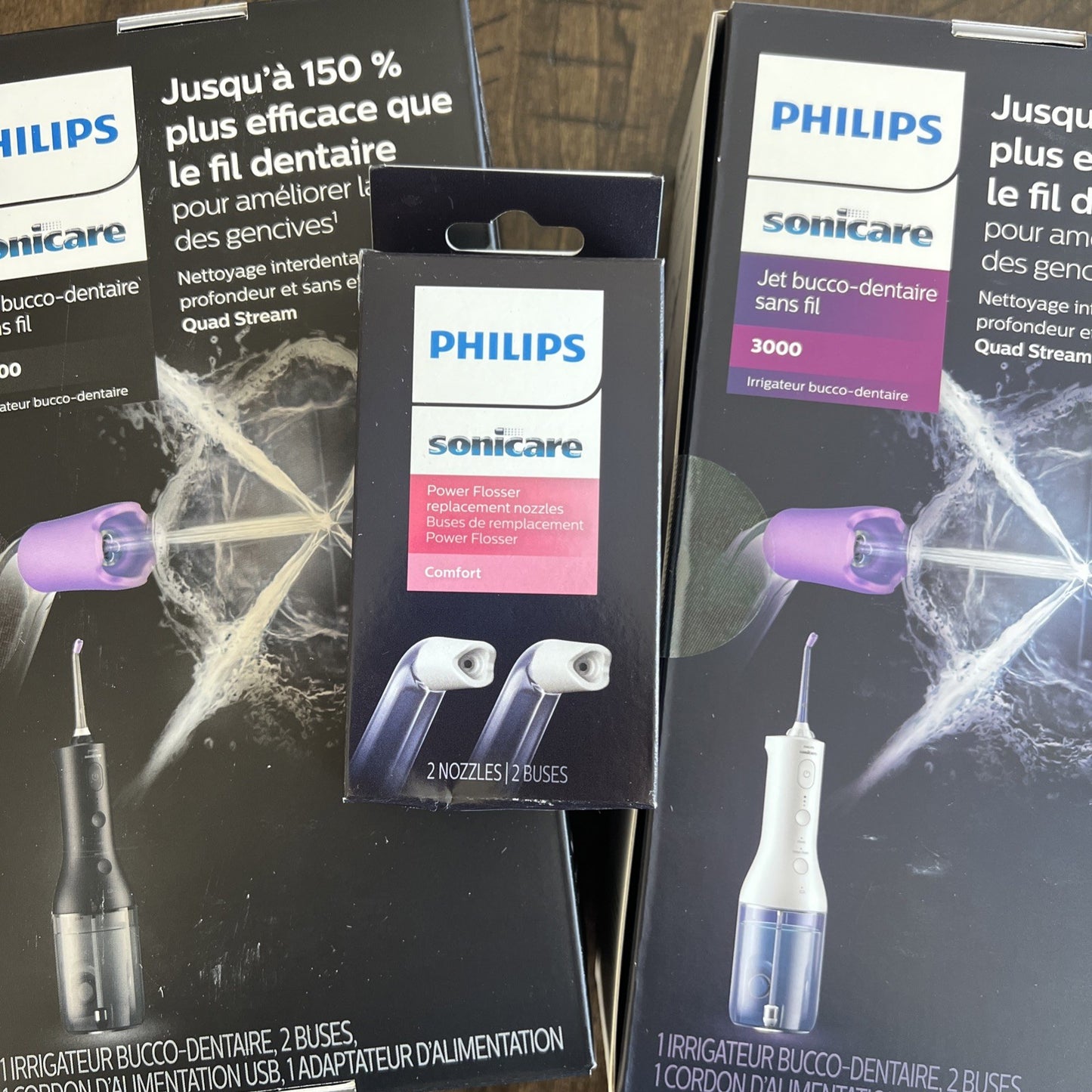 2pk Philips Sonicare Cordless Power Flosser 3000, White/Black HX3826/21 & 23 New
