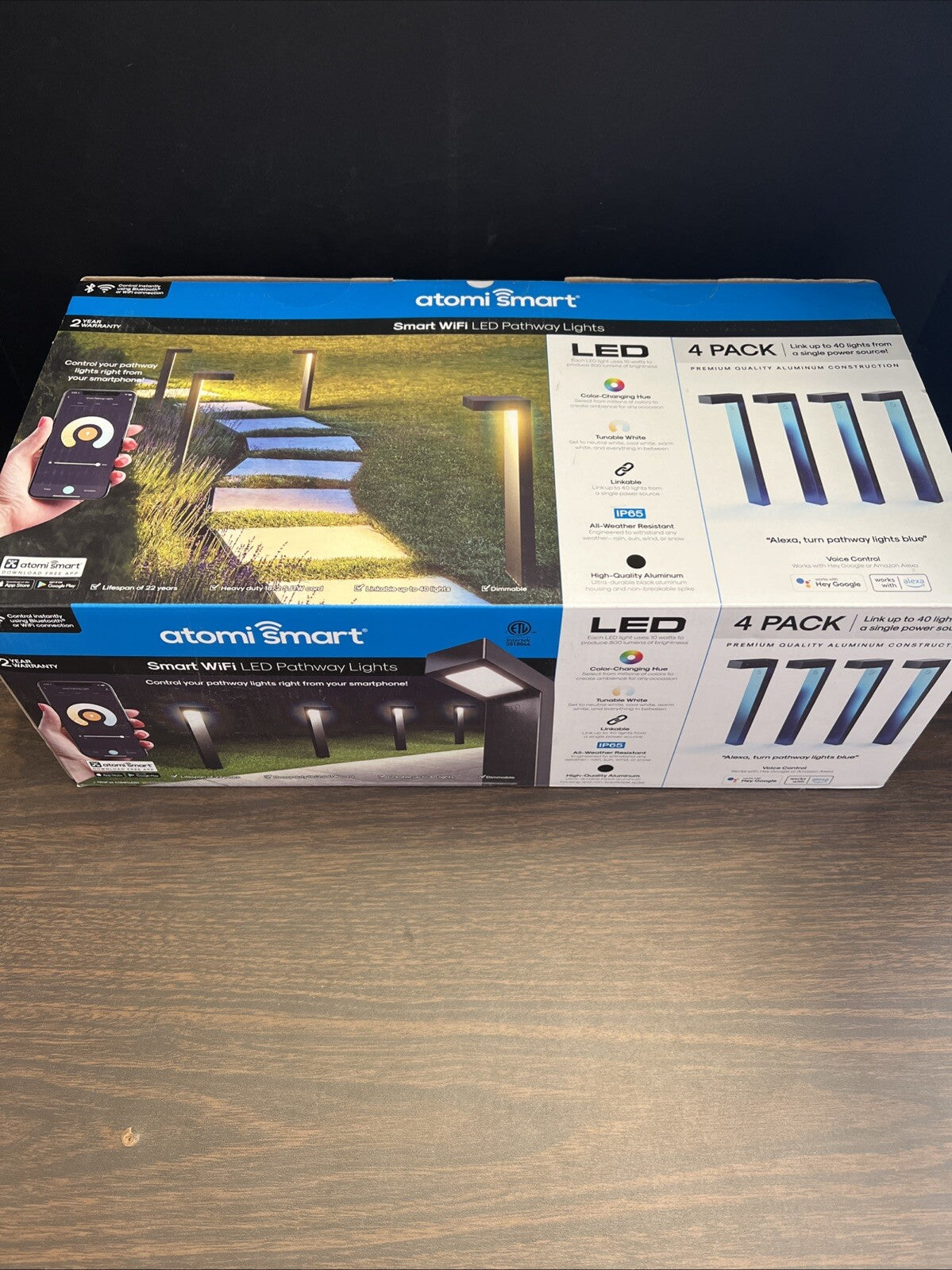 Atomi Smart Color Changing LED Pathway Lights, 4-pack Starter Kit Outdoor NEW