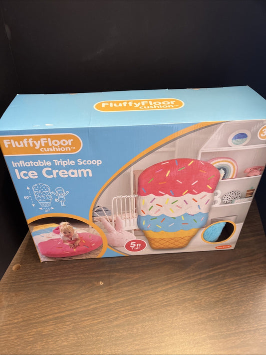 Triple Scoop Ice Cream Inflatable Floor Pillow, Kids' Soft and Cozy Floor Sea...