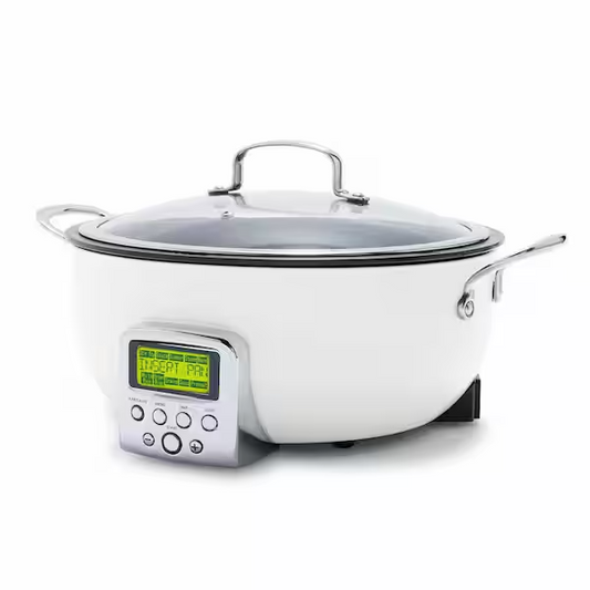 GreenPan Elite Essential Smart Electric 6 QT Skillet STEAMER & TOOL NEW-CREAM