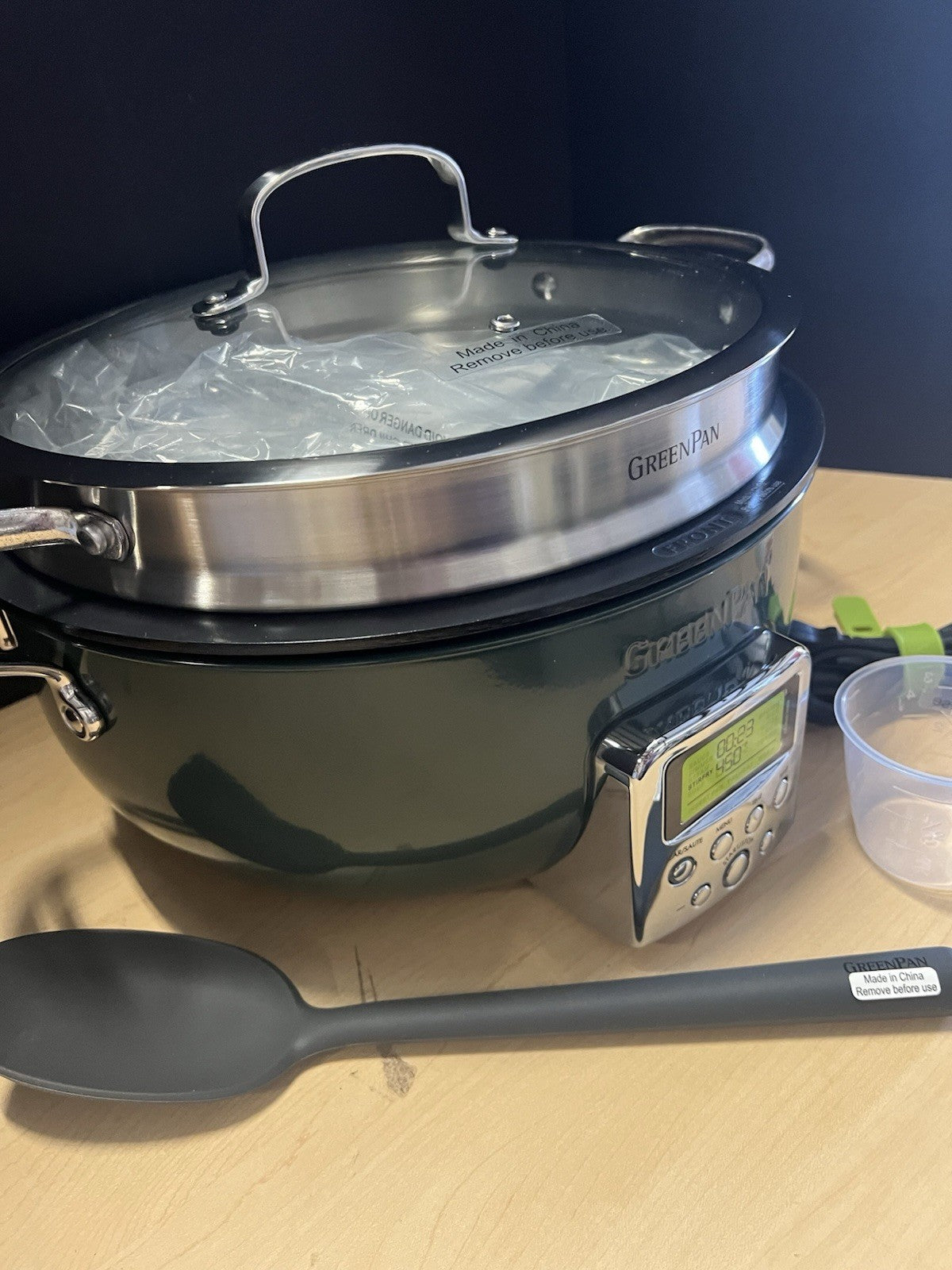 GreenPan Elite Essential Smart Electric 6 QT Skillet STEAMER & TOOL NEW-PINE