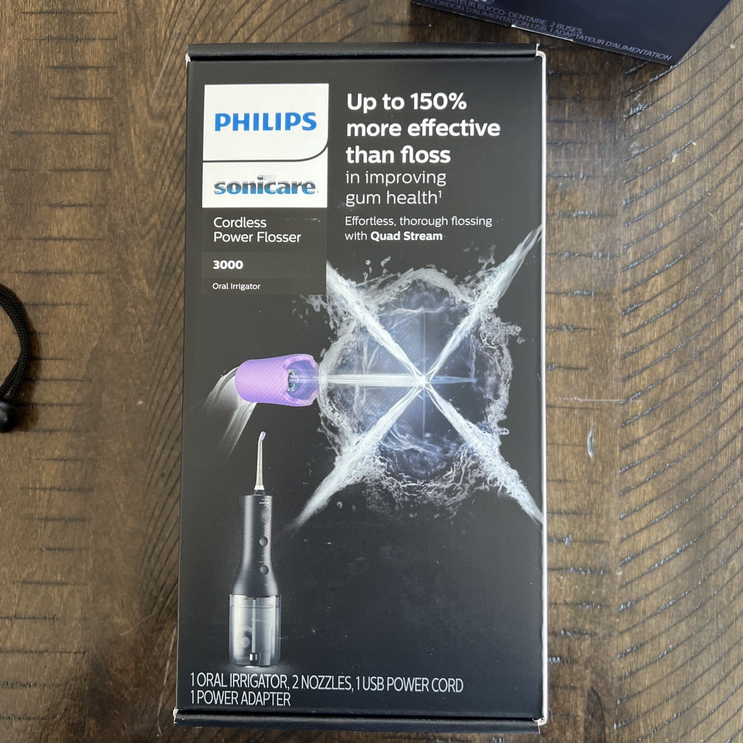 2pk Philips Sonicare Cordless Power Flosser 3000, White/Black HX3826/21 & 23 New