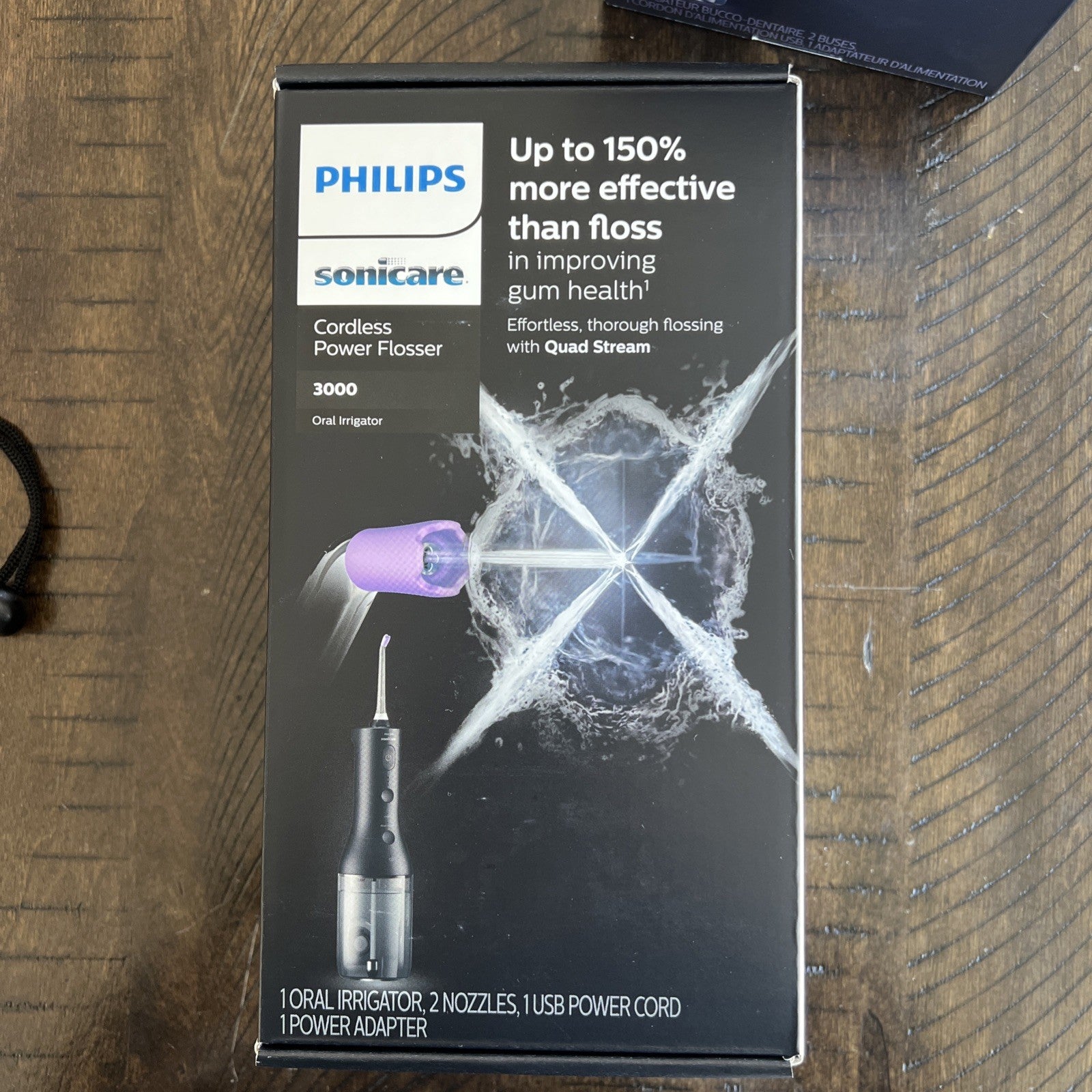 2pk Philips Sonicare Cordless Power Flosser 3000, White/Black HX3826/21 & 23 New