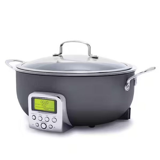 GreenPan Elite Essential Smart Electric 6 QT Skillet STEAMER & TOOL NEW-GRAPHITE