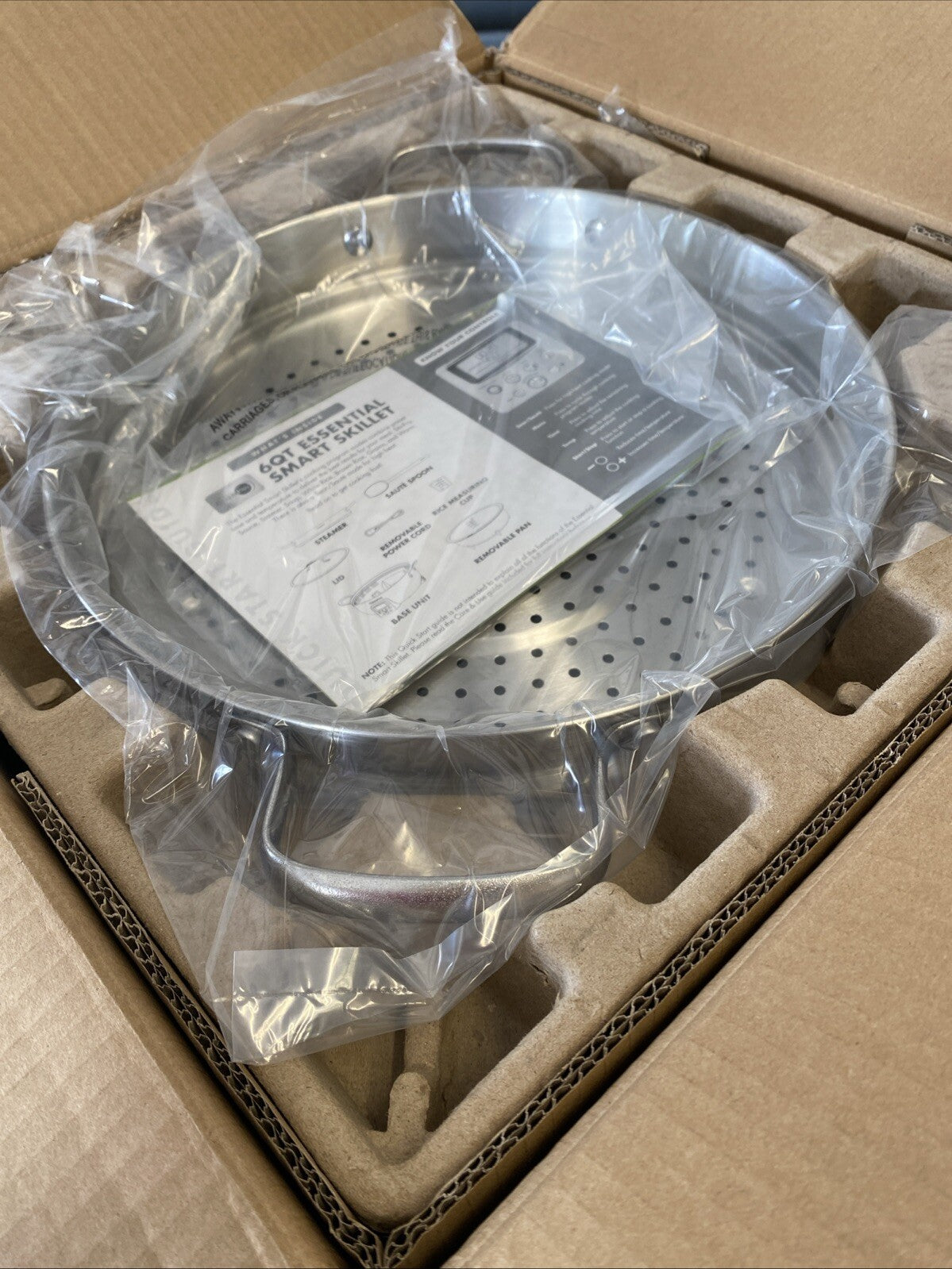 GreenPan Elite Essential Smart Electric 6 QT Skillet STEAMER & TOOL NEW-FIG