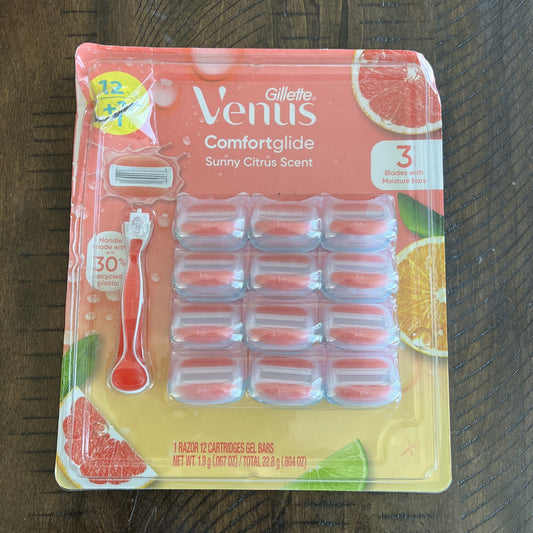 Gillette Venus ComfortGlide Sunny Citrus 3 Blades+Gel 1 Razor+12 Cartridges Dent