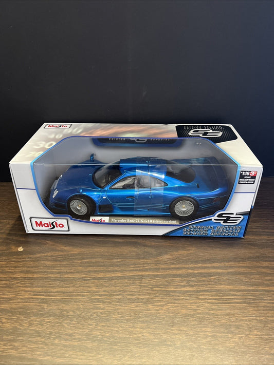MAISTO 1:18 Scale Mercedes Benz CLK-GTR (Street Version) Diecast Model Car  Blue