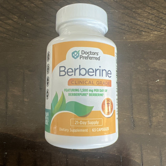 Doctors Preferred Berberine Clinical Grade 1,500mg 63 Capsules - EXP 5/2026