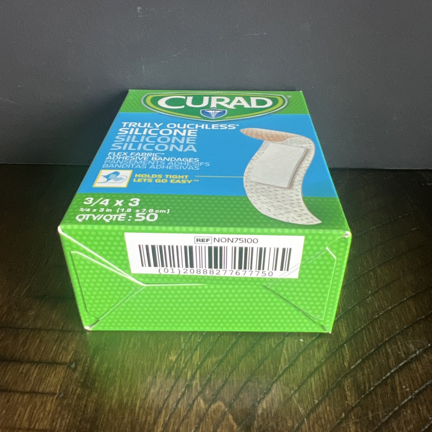 CURAD Truly Ouchless Silicone Adhesive Bandages, Fabric, 3/4" x 3", 50 Count