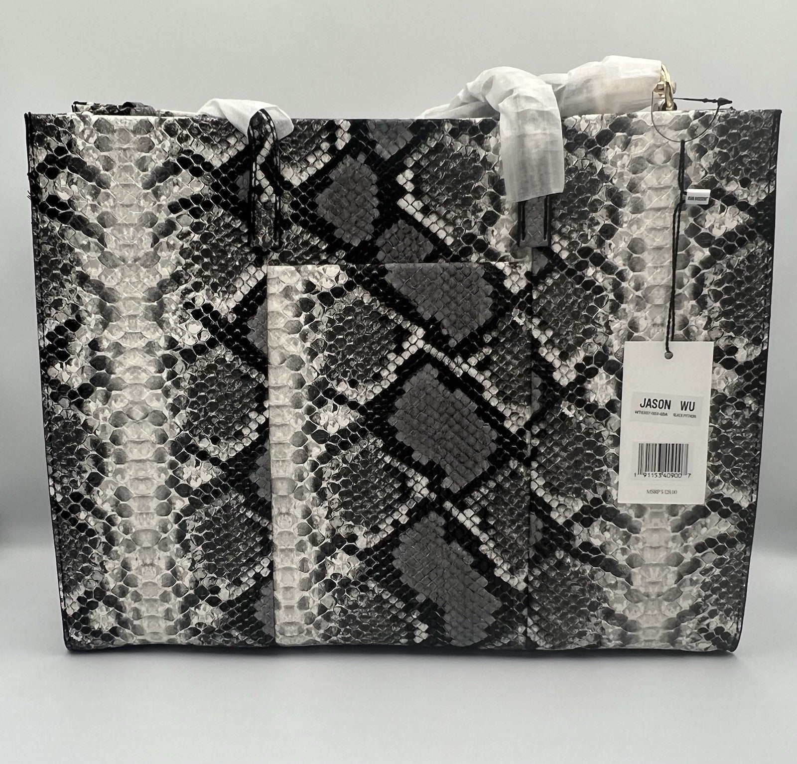 JASON WU Python Tote Bag Tote Bag Black One Size New