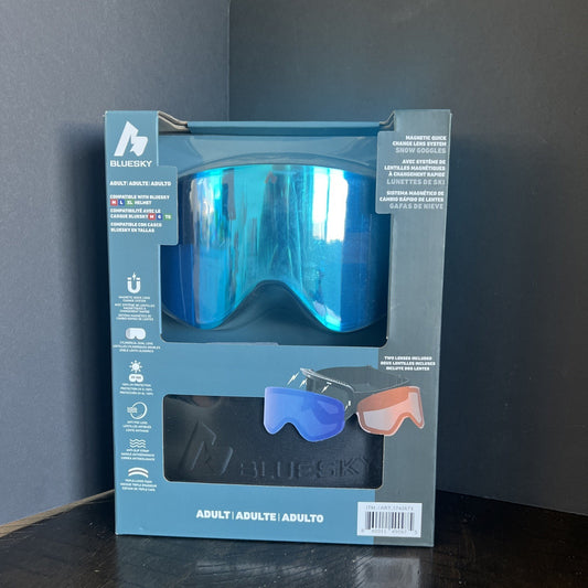 BLUESKY Adult Snow Goggles w/ Magnetic Quick Change Lens System, 2 Lenses, NIB