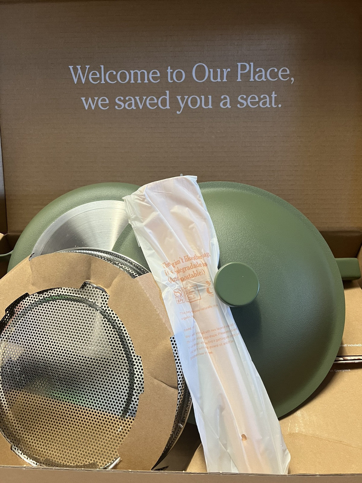 Our Place Always Pan 2.0 10.5” SAGE Nonstick Pan w Lid, Spatula, Basket