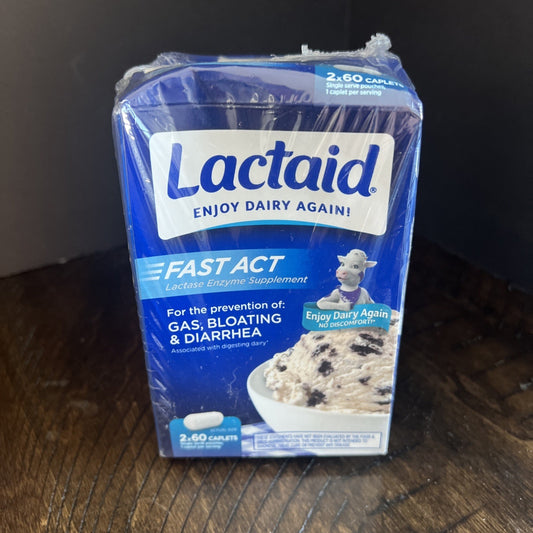 Lactaid Fast Act Lactase Enzyme Supplement Dairy Relief, 120 Caplets